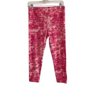 Time & Tru Womens Size S Pink Splotchy Shibori High Rise Capri Leggings NWT
